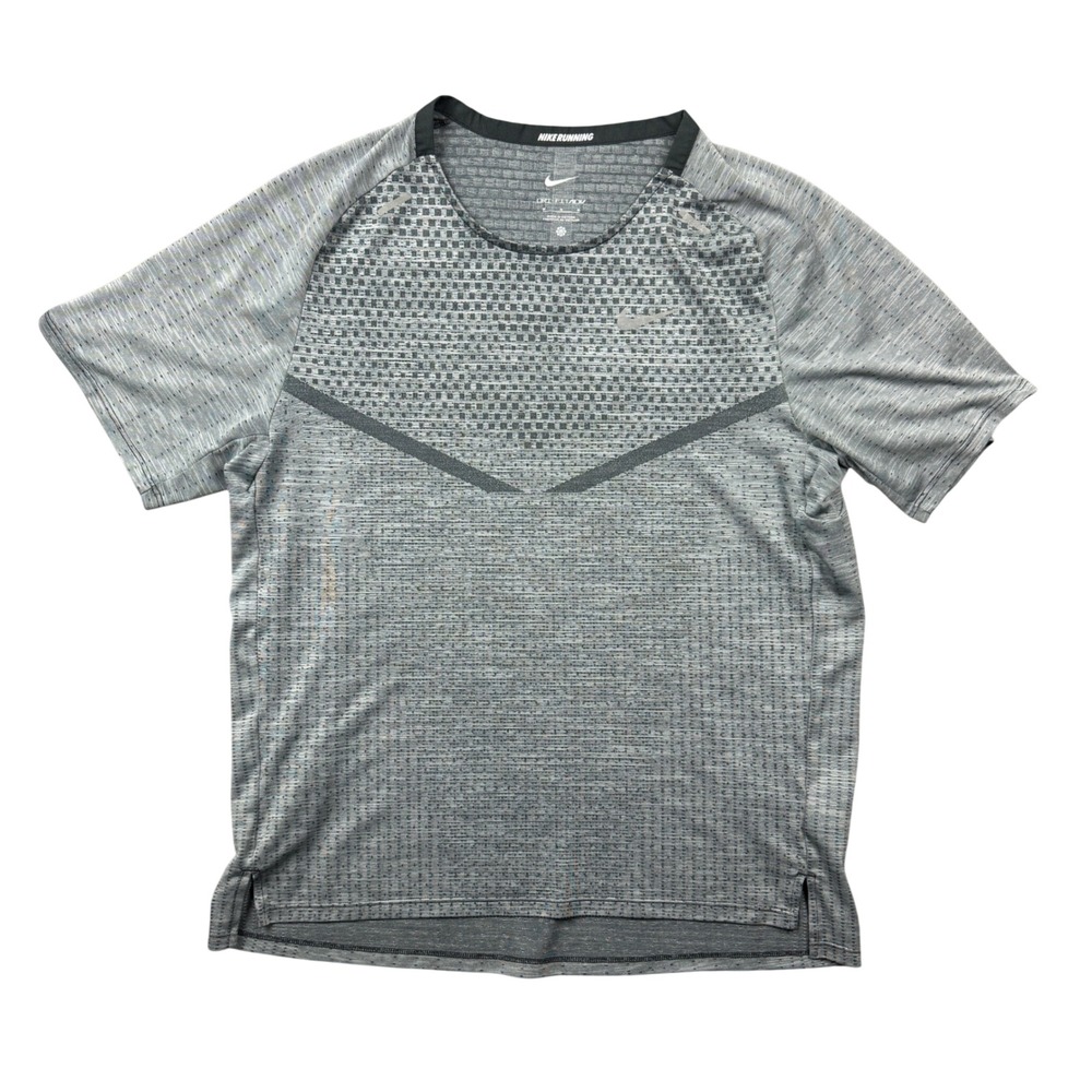 Nike Running Dri-FIT ADV Mens Medium Grey TechKnit Training Shirt Active Gym